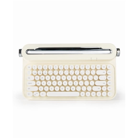 ACTTO Wireless Keyboard, Retro Bluetooth Typewriter Style with Integrated Stand, Aesthetic,Stand for Pad, PC, Laptop,Tablet,Smartphone,White