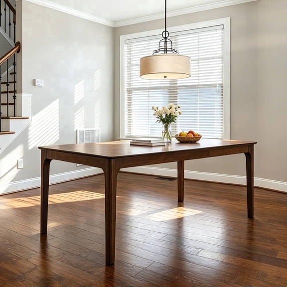 ACTU 57.9" Rectangular Wood Dining Table, Mid-Century Kitchen Table for Dining Room, Walnut