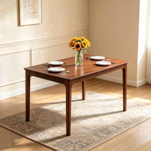 ACTU 59.7'' Rectangular Dining Table, Mid-Century Modern Wood Kitchen Table, Cherry