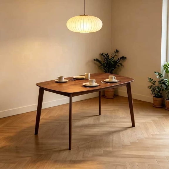 ACTU Solid Wood Dining Table for Modern Homes, Walnut Color
