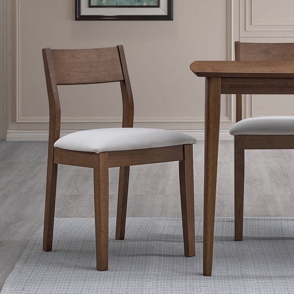 ACTU Solid Wood Upholstered Dining Chair Set of 2, Mid-Century Modern Kitchen Dining Chair with Cushioned Seat