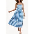 thumbnail image 1 of ACTYARD Summer Sleeveless Backless Long Dress Striped Spaghetti Dress for Women, Blue, 1 of 1