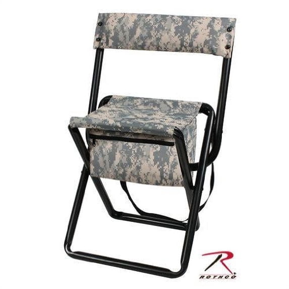 ACU Digital Camouflage - Military Style Deluxe Folding Stool with Back Pouch