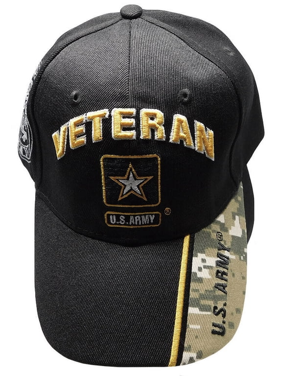ACU Official Licensed US Army VETERAN BLACK cap American Flag hat Military