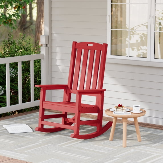 ACUEL Outdoor Rocking Chair,Pre-Assembled with Most Components for Effortless Installation,Red