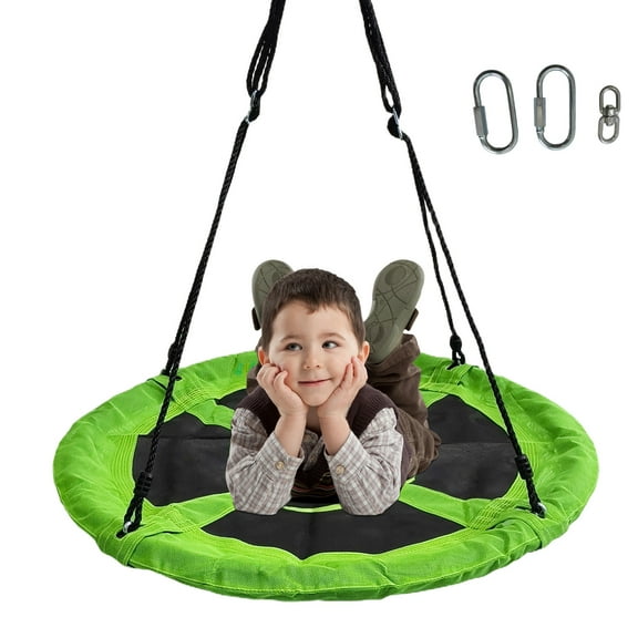 ACWARM HOME 38 Inch Saucer Tree Swing for Kids - Outdoor Round Swing with Adjustable Straps Green