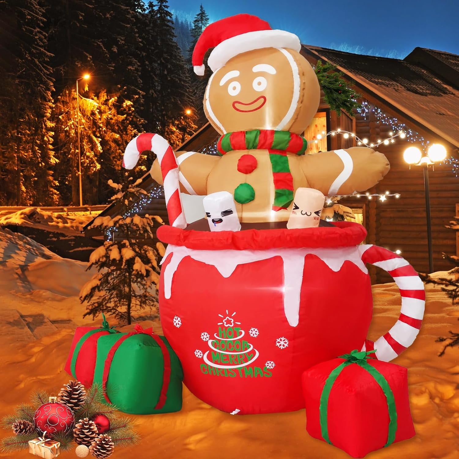 ACWARM HOME Gingerbread Christmas Inflatable Outdoor Decoration, 66.96 in