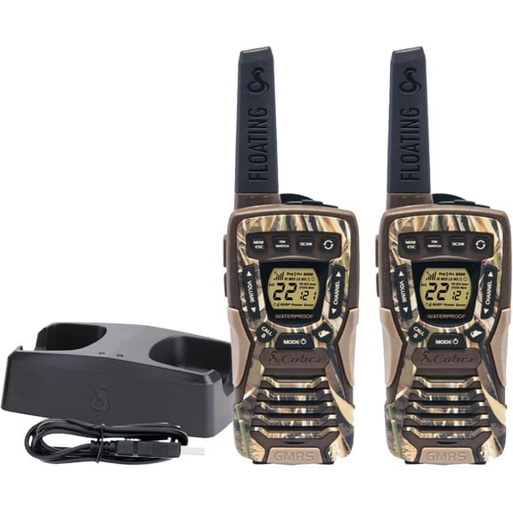 ACXT1035R FLT CAMO Waterproof Walkie Talkies - Rechargeable, Floats, 22 Channels, Long Range 37-Mile Two-Way Radio Set (2-Pack)