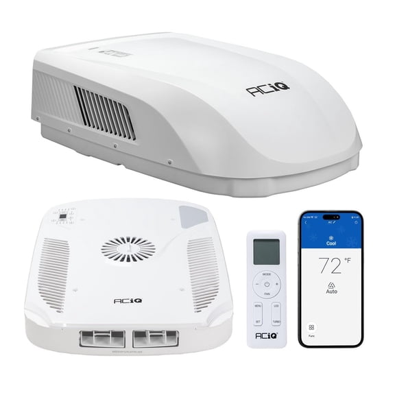 ACiQ 15000 BTU White Roof Top RV Air Conditioner with Heat Pump Non-Ducted - 115V