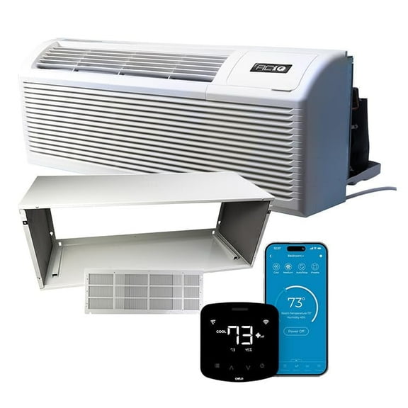ACiQ 13.1 EER1 7,000 BTU PTAC Heat Pump Air Conditioner Unit w/ Smart Wi-Fi Thermostat & Sleeve & Grille Kit | 2.5 kW Backup Electric Heat | Hotel Style Heat and Air, Pre-Installed Air Filters