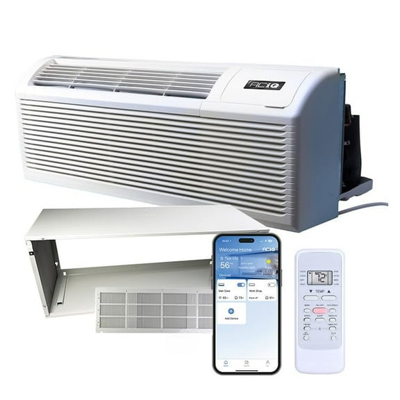 ACiQ 13.1 EER1 7,000 BTU PTAC Units Heating and Cooling w/Sleeve & Grille Kit | 2.5 kW Backup Electric Heat | Hotel Style Heat and Air, Infrared Sensor, LED Temperature, Pre-Installed Air Filters
