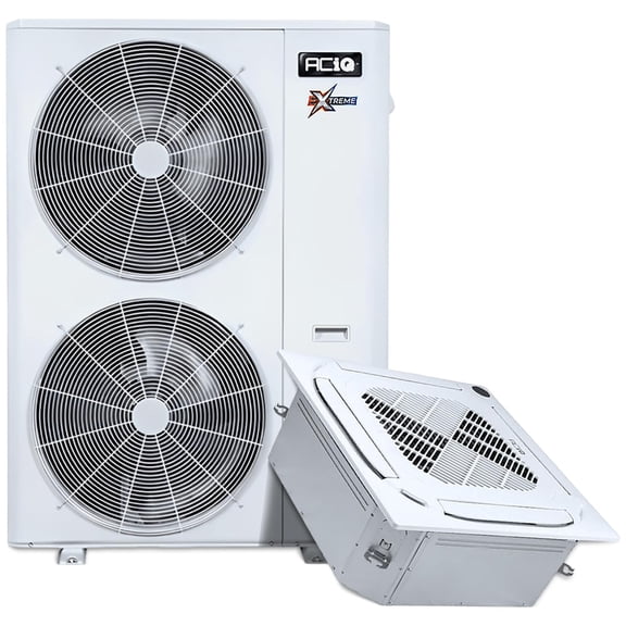 ACiQ 18 SEER2 Extreme Heat 48000 BTU Ceiling Cassette Mini Split Heat Pump System with 15ft Line Set - R454B Single Zone | 4 Tons, AC/Heating Unit, WiFi Control
