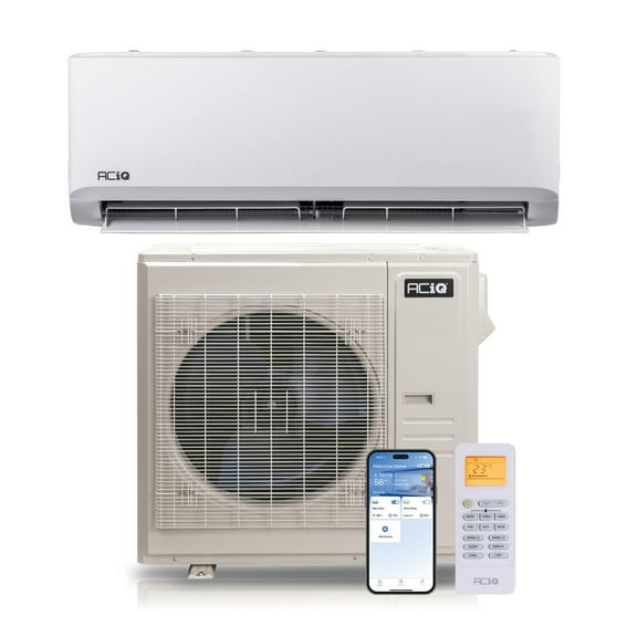 ACiQ 18 SEER2 Standard 36000 BTU Inverter Mini Split AC/Heating System | Ductless Mount Heat Pump AC Unit with 17ft Installation Kit | WIFI Control, R454B, 230v