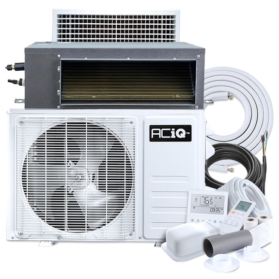 ACiQ 19.7 SEER2 Standard 9000 BTU Concealed Duct Mini Split Heat Pump System with 15ft Line Set - R454B Single Zone