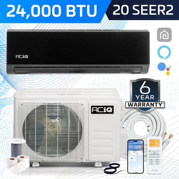 ACiQ 20 SEER2 Essentials 24000 BTU Single Zone Mini Split Heat Pump System with 16ft Line Set - R32 | Black Air Handler (208/230v)