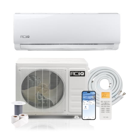 ACiQ 21 SEER2 Essentials 24000 BTU Comfortable Mini Split AC/Heating System, 2 Ton White Wall Mount Ductless Heat Pump AC Unit, with 16ft Installation Kit | WiFi Control, 208/230V, R454B