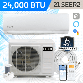 ACiQ 20 SEER2 Essentials 24000 BTU Single Zone Mini Split Heat Pump System with 16ft Line Set - R32 | White Air Handler (208/230v)