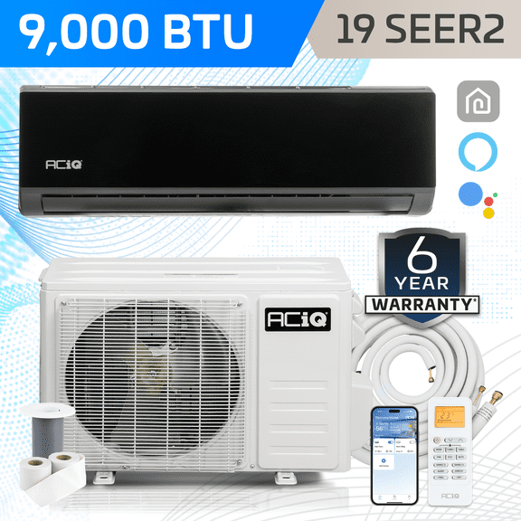 ACiQ 20 SEER2 Essentials 9000 BTU Single Zone Mini Split Heat Pump System with 16ft Line Set - R32 | Black Air Handler (115v)