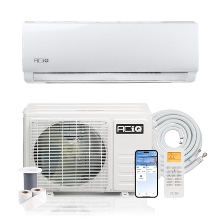 ACiQ 20 SEER2 Essentials 9000 BTU Single Zone Mini Split Heat Pump System with 16ft Line Set - R32 | White Air Handler (115v)