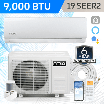 ACiQ 20 SEER2 Essentials 9000 BTU Single Zone Mini Split Heat Pump System with 16ft Line Set - R32 | White Air Handler (115v)