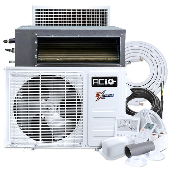 ACiQ 19 SEER2 Extreme Heat 24000 BTU Concealed Duct Mini Split Heat Pump System with 50ft Line Set - R454B Single Zone | 2 Tons, AC/Heating Unit