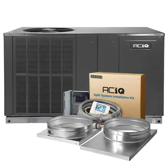 ACiQ 2.5 Ton 13.4 SEER2 Packaged Air Conditioner Unit with 5kW Auxiliary Heat Kit & Install Kit - R32 Horizontal | 30000 BTU AC/Heating System