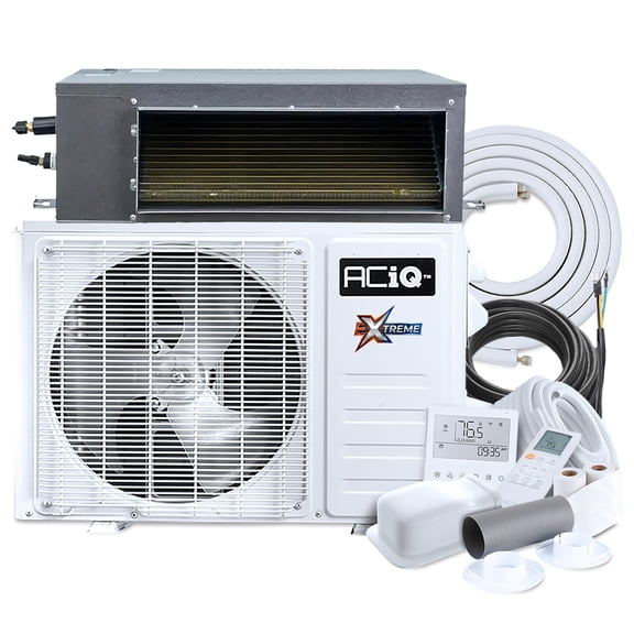 ACiQ 20.5 SEER2 Extreme Heat 9000 BTU Concealed Duct Mini Split Heat Pump System with 15ft Line Set - R454B Single Zone | .75 Tons, AC/Heating Unit