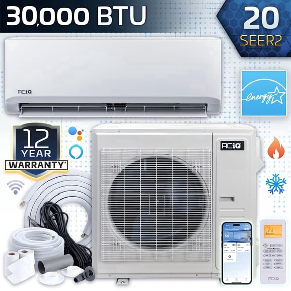 ACiQ 20 SEER2 Standard 30000 BTU Single Zone Mini Split Heat Pump 230v System