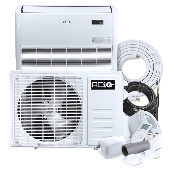 ACiQ 22.3 SEER2 Standard 18000 BTU Floor or Ceiling Mount Mini Split Heat Pump System with 50ft Line Set - R454B Single Zone