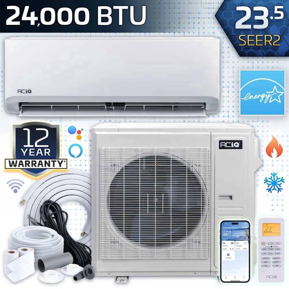 ACiQ 23.5 SEER2 Standard 24000 BTU Single Zone Mini Split Heat Pump ...