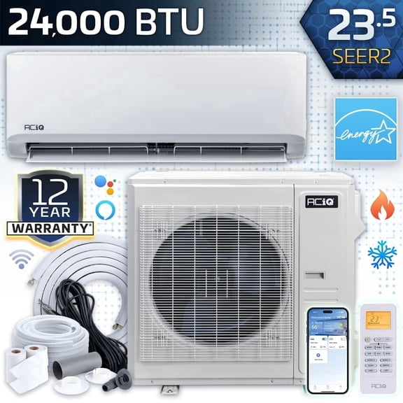 ACiQ 23.5 SEER2 Standard 24000 BTU Single Zone Mini Split Heat Pump 230v System