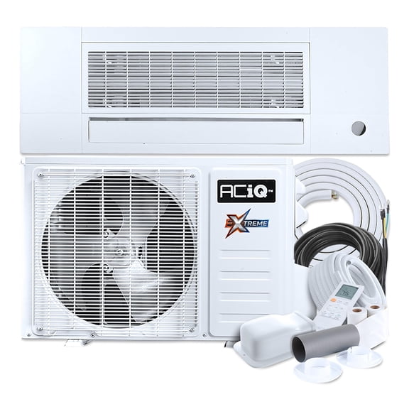 ACiQ 23 SEER2 Extreme Heat 12000 BTU Slim Ceiling Cassette Mini Split Heat Pump System with 15ft Line Set - R454B Single Zone | 1 Tons, AC/Heating Unit, WiFi Control