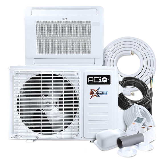 ACiQ 25 SEER2 Extreme Heat 12000 BTU Floor Mount Mini Split Heat Pump System with 30ft Line Set - R454B Single Zone | 1 Tons, AC/Heating Unit, WiFi Control