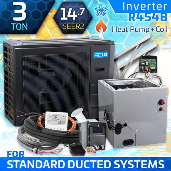 ACiQ 3 Tons 14.7 SEER2 Central Heat Pump Split System & 17.5" Coil with Thermostat - R454B Two Stage