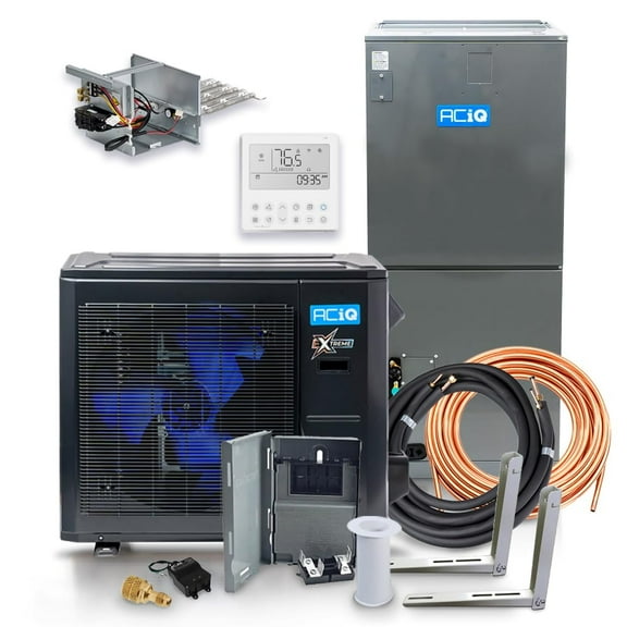 ACiQ 36,000 BTU Extreme Heat Unitary Mini Split AC/Heating System | 10kW Backup Heat Kit and 30' Install Kit | High Efficiency Condenser & Air Handler | HVAC Systems R-454B Refrigerant