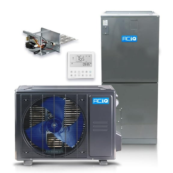 ACiQ 48,000 BTU Standard Unitary Mini Split AC/Heating System | 10kW Backup Heat Kit and Free Thermostat | High Efficiency Ducted Condenser & Air Handler | HVAC Systems R-454B Refrigerant