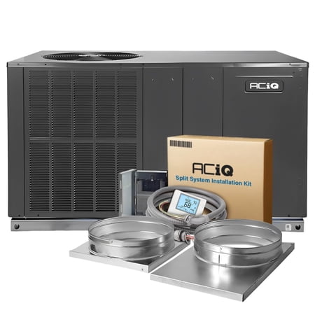 ACiQ 5 Ton 13.4 SEER2 Packaged Heat Pump Unit with 20kW Back-up Heat Kit & Install Kit - R32 Horizontal | 60000 BTU AC/Heating System