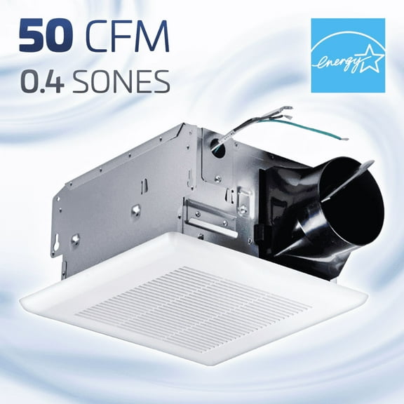 ACiQ 50 CFM Compact Ceiling Bathroom Exhaust Fan | Install in Home Offices, Bedrooms, or Laundry Rooms | Ultra-Silent, High-Performance, Attractive Design Grille | ANP Bath Fan Series