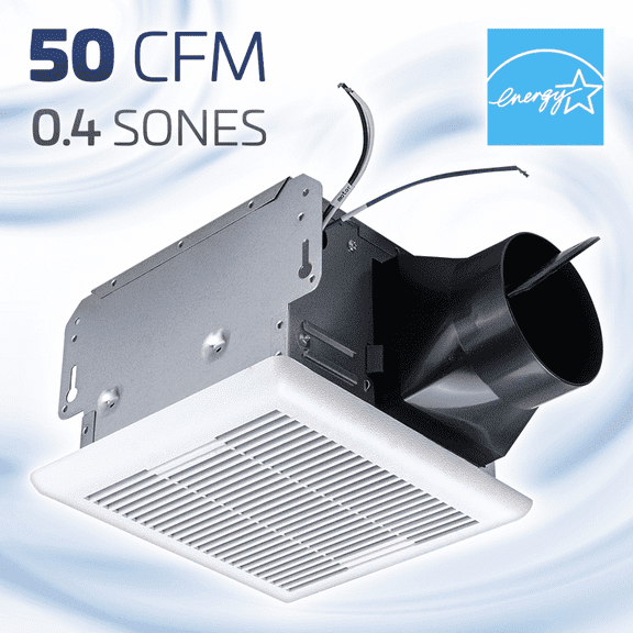 ACiQ 50 CFM Powerful Ceiling Bathroom Exhaust Fan | Install in Home Offices, Bedrooms, or Laundry Rooms | Ultra-Silent, High-Performance, Attractive Design Grille | AP Bath Fan Series