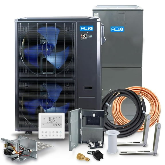 ACiQ 60,000 BTU Extreme Heat Unitary Mini Split AC/Heating System | 20kW Backup Heat Kit and 50' Install Kit | High Efficiency Condenser & Air Handler | HVAC Systems R-454B Refrigerant