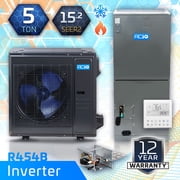 ACiQ 60,000 BTU Standard Unitary Mini Split AC/Heating System | 10kW Backup Heat Kit and Free Thermostat | High Efficiency Ducted Condenser & Air Handler | HVAC Systems R-454B Refrigerant