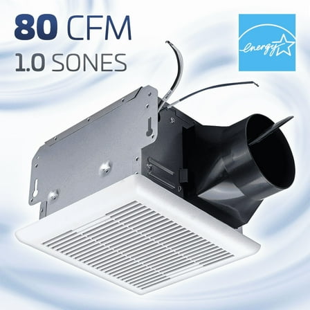 ACiQ 80 CFM Powerful Ceiling Bathroom Exhaust Fan | Install in Home Offices, Bedrooms, or Laundry Rooms | Ultra-Silent, High-Performance, Attractive Design Grille | ANP Bath Fan Series