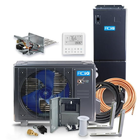 ACiQ Extreme+ Heat Inverter Central Unitary Ducted AC/Heating HVAC Unit | 18000 BTU, 1.5-Ton with 5kW Backup Heat Kit and 30' Install Kit | High Efficiency R-454B Refrigerant