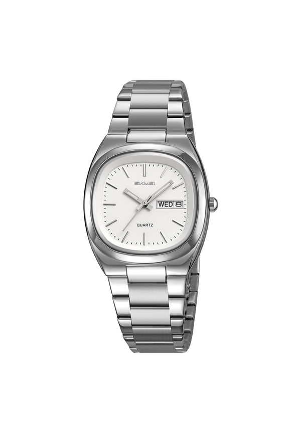 ACouple Quartz Watches Set - Stainless Strap Matching His & Hers Multifunctional Watches with Date, Alarm & Chronograph - Elegant Couple's Timepieces for Everyday Wear D