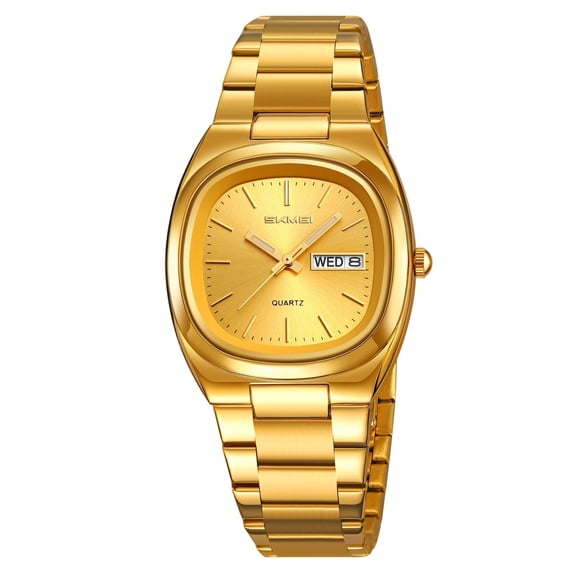 ACouple Quartz Watches Set - Stainless Strap Matching His & Hers Multifunctional Watches with Date, Alarm & Chronograph - Elegant Couple's Timepieces for Everyday Wear A