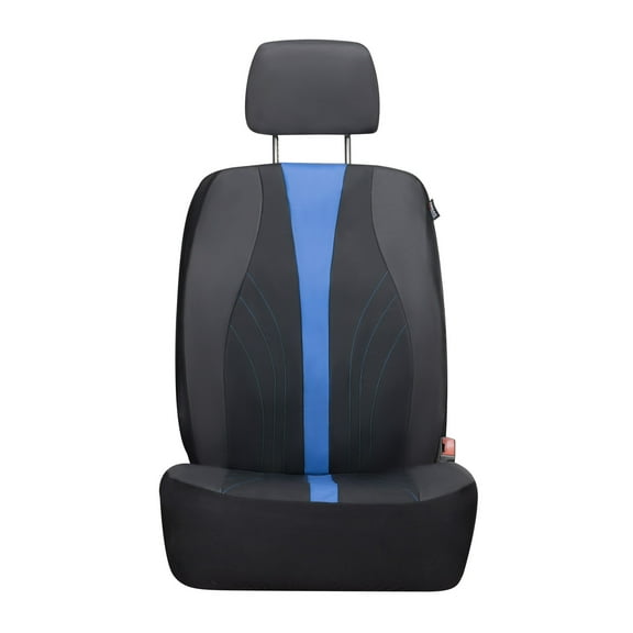 Auto Drive 2-Piece Black-Blue Marlo Seat Covers Durable, Water-Resistant Polyester Fabric