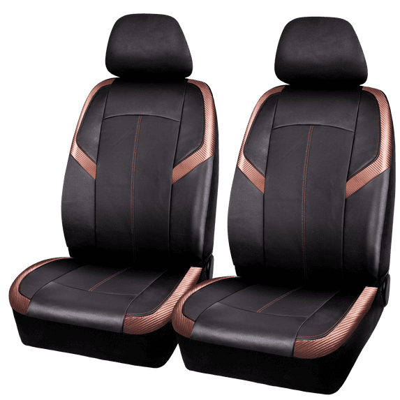 Auto Drive 2-Piece Copper Faux Leather Car Seat Covers , Universal Fit