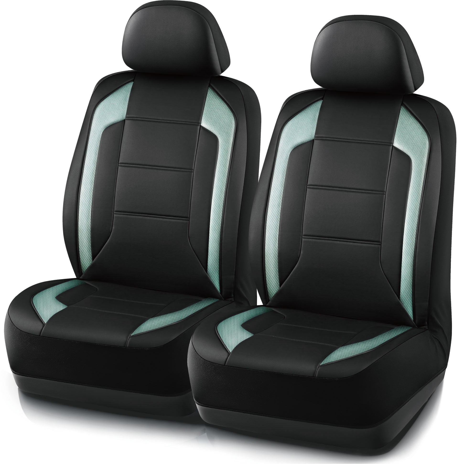 Auto Drive 2-Piece Titanix Green Carbon Fiber Leather Car Seat Covers - Universal Fit, 25SC53