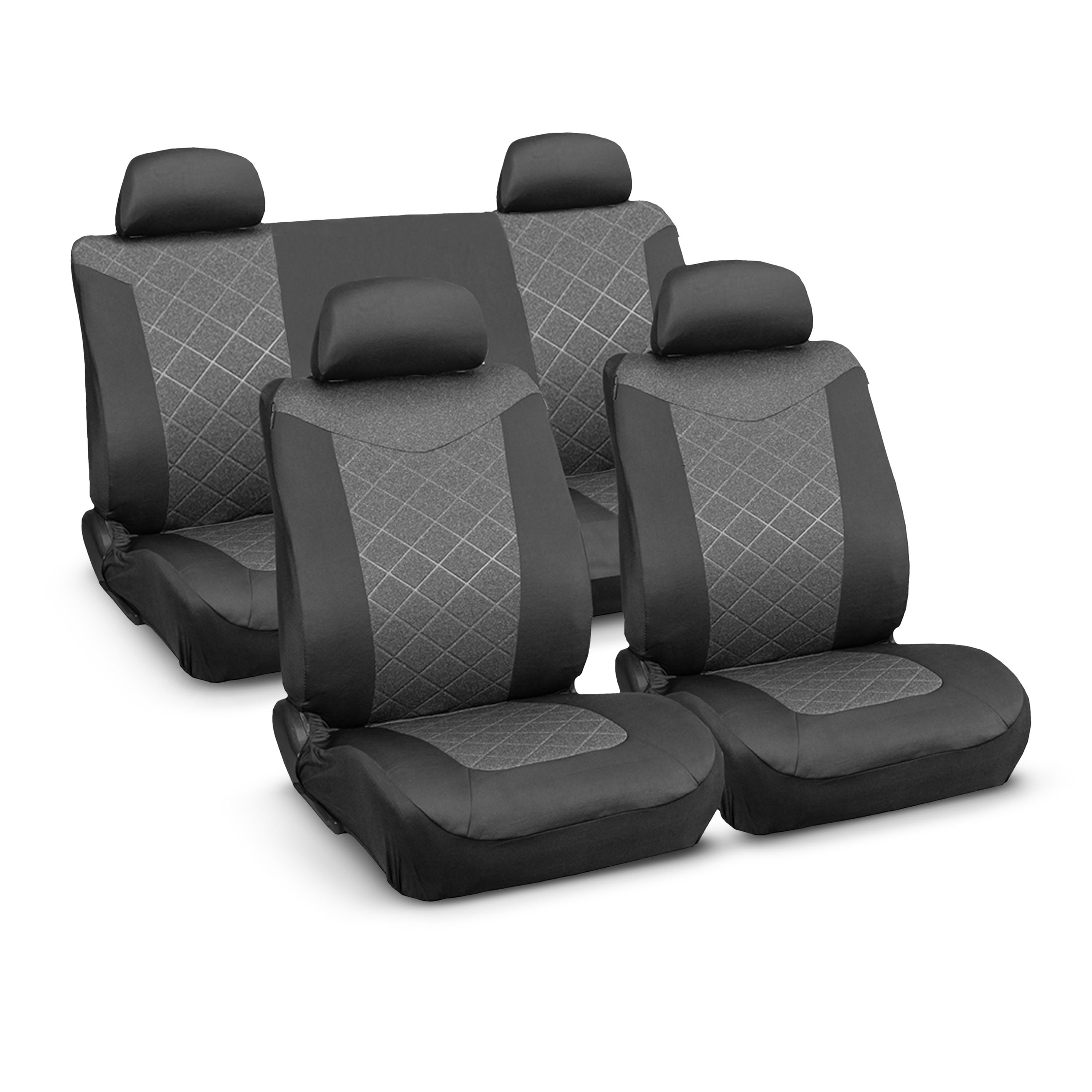 Auto Drive Wetsuit Seat Cover Set 3 Piece, Black and Gray, Universal Fit