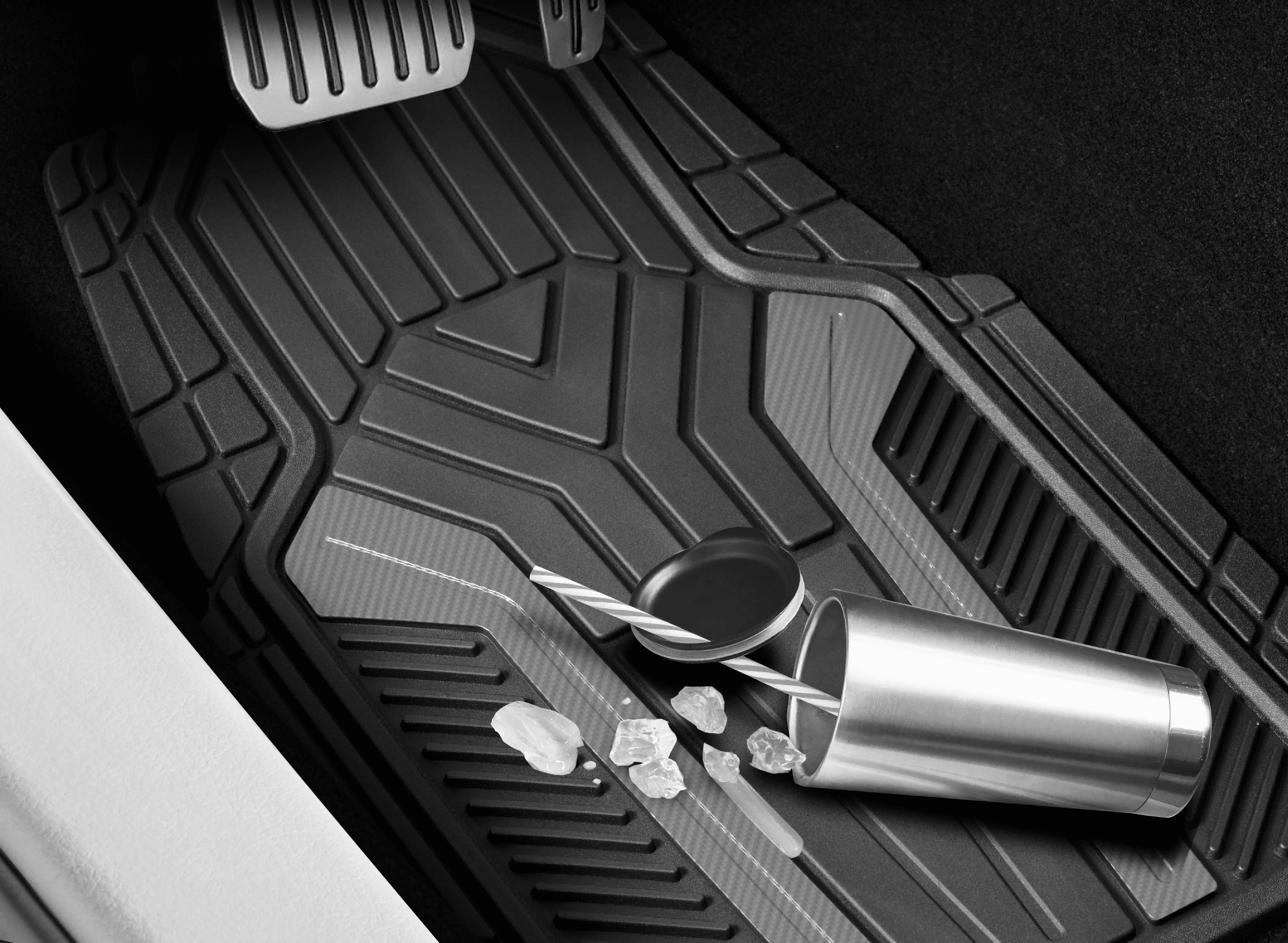 Auto Drive 4Piece Rubber Car Floor Mats Carbon Fiber Blue - Universal Fit, 22WM69-3